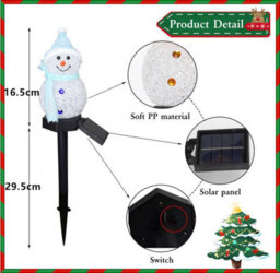 Amorly 1Pcs Pink Solar Snowman Garden Stake Light,led Solar Powered Christmas Snowman Landscape Light For Yard Lawn Patio Outdoor Decor - thumbnail 3