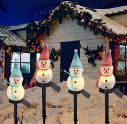 Amorly 1Pcs Pink Solar Snowman Garden Stake Light,led Solar Powered Christmas Snowman Landscape Light For Yard Lawn Patio Outdoor Decor - thumbnail 5