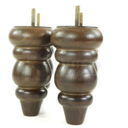 L&F Solid Wood Turned Furniture Feet 150mm High Antique Brown Finish Replacement Legs Set Of 4  M10 Pkc220 - thumbnail 3