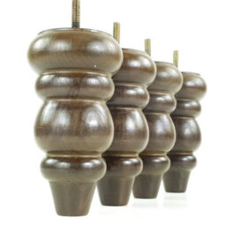 L&F Solid Wood Turned Furniture Feet 150mm High Antique Brown Finish Replacement Legs Set Of 4  M10 Pkc220 - thumbnail 2