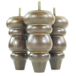 L&F Solid Wood Turned Furniture Feet 150mm High Antique Brown Finish Replacement Legs Set Of 4  M10 Pkc220 - thumbnail 4