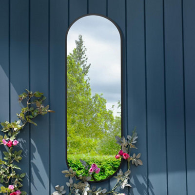 "Mirroroutlet Vultus - Extra Largeblack Metal Framed Double Arched Garden Wall Mirror 71"" X 24"" (180Cm X 60Cm)" - image 1