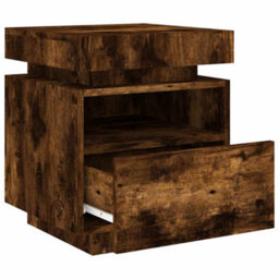 Walplus Bedside Cabinets With Led Lights 2 Pcs Smoked Oak 40X39X48.5 Cm - thumbnail 7