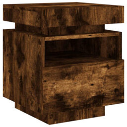 Walplus Bedside Cabinets With Led Lights 2 Pcs Smoked Oak 40X39X48.5 Cm - thumbnail 6