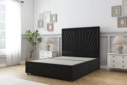 "Sloomy Somerset Black Plush Divan Bed Base 2 Drawers Same Side With 54"" Floor Standing Headboard 6' Super King" - thumbnail 1