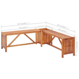 Vidaxl Garden Corner Bench With Planter 117X117X40Cm Solid Acacia Wood - thumbnail 9