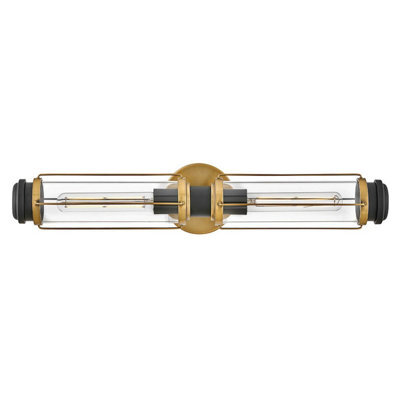 Luminosa Lighting Elstead Masthead 2 Light Outdoor Wall Light Heritage Brass & Black Ip44 - image 1