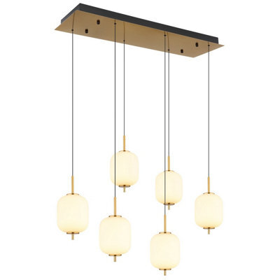 Luminosa Lighting Luminosa Ewald Cluster Pendant Ceiling Light Brass-Coloured Opal Glass Shade 6X Led 3000K - image 1