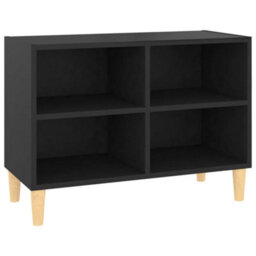 Berkfield Tv Cabinet With Solid Wood Legs Black 69.5X30X50 Cm - thumbnail 2