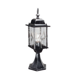 Elstead Wexford 1 Light Outdoor Pedestal Lantern Black Silver Ip43, E27