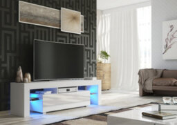 Aria Tv Unit 160Cm White With High Gloss Doors And Led Lighting - Creative Furniture - thumbnail 2