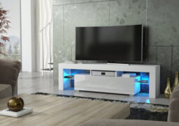 Aria Tv Unit 160Cm White With High Gloss Doors And Led Lighting - Creative Furniture - thumbnail 5