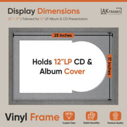 "AK Frames 25X17"" Grey Marble Modern Vinyl Record Frame With Mid Grey Mount For 12 Inch Lp Cover & Disc - Overlapped Design" - thumbnail 2