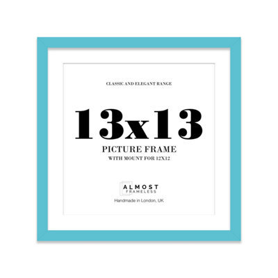 "13X13"" Turquoise Picture Frame - 13X13"" Square Frame With 12X12"" Mount For 13X13""/12X12"" Pictures Moderrn Style Thin Edge, 1 Pack" - image 1