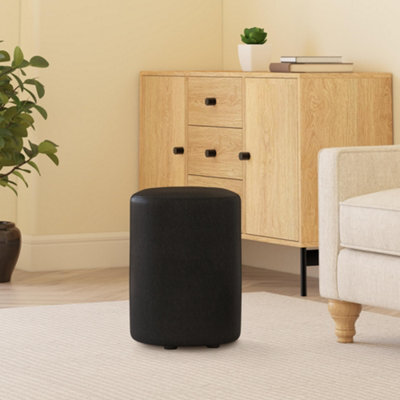 Black Faux Leather Round Stool Handmade Uk By Footstools Direct - image 1
