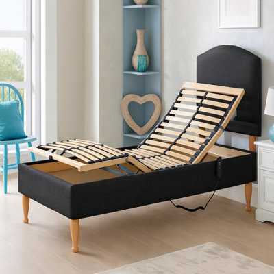 Electric Adjustable Bed Base With Optional Height Adjustment Legs, Black