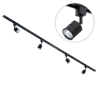Litecraft Soho Black 4 Head 2M Straight Kitchen Track Light With Led Bulbs - image 1