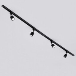 Litecraft Soho Black 4 Head 2M Straight Kitchen Track Light With Led Bulbs - thumbnail 2