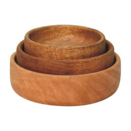 Wyld Haus Hawaii Mango Wood Fruit Bowl Set Of 3 - Stackable Brown Bowls - thumbnail 2