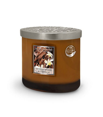 Heart and Home Heart & Home Sandalwood & Vanilla Twin Wick Ellipse Soy Candle - 40 Hours Burn - image 1