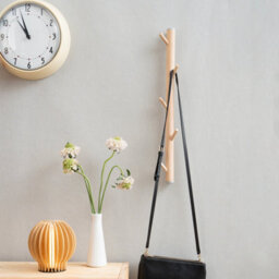 Beslagsboden - Coat Rack In Beech/matt Grey, 5 Hooks. Vertical. - thumbnail 3