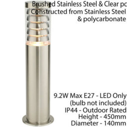 Outdoor Garden Bollard Light Stainless Steel 9W Outside Path Led Lamp Post Ip44 - thumbnail 2