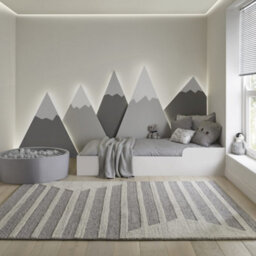 Melrose Geometric Hand Tufted New Zealand Wool Ladder Design Medium Area Rug 120/170Cm - thumbnail 1