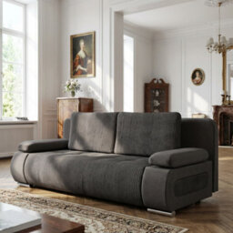 Emma M Corduroy Sofa Bed For Living Room Mdf Frame With Storage Loose Back Cushions 200X92X77 Cm Grey - thumbnail 2