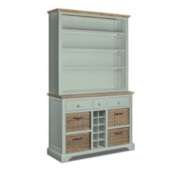 Statement Furniture Florence Sage Green Display Cabinet With Shelves, Wine Rack And Storage Baskets - thumbnail 2