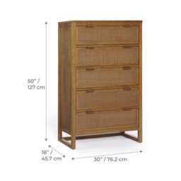 Teamson Home Hatteras Chest Of Drawers 5 Drawer Bedroom Dresser, Natural - thumbnail 5