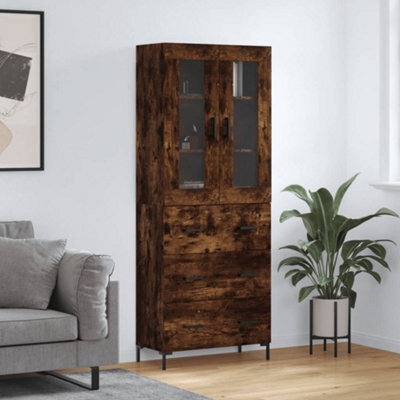 Berkfield Highboard Smoked Oak 69.5X34X180 Cm Engineered Wood - image 1