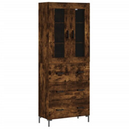 Berkfield Highboard Smoked Oak 69.5X34X180 Cm Engineered Wood - thumbnail 2
