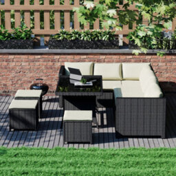 Lassic Garden Vida Belgrave Black 9 Seater Balcony Garden Outdoor Ukfr Rattan Furniture Set - thumbnail 7