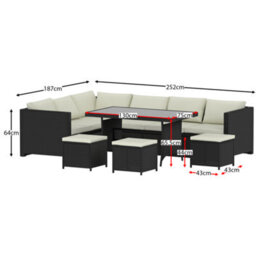 Lassic Garden Vida Belgrave Black 9 Seater Balcony Garden Outdoor Ukfr Rattan Furniture Set - thumbnail 2
