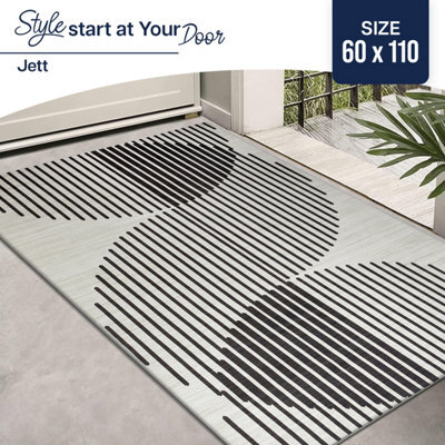 Ameha Modern Small Rugs For Bedroom Geometric Style Area Cream Rugs Floor Carpet Super Soft Geometric Abstract Rug(60X110Cm, Jett) - image 1