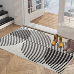 Ameha Modern Small Rugs For Bedroom Geometric Style Area Cream Rugs Floor Carpet Super Soft Geometric Abstract Rug(60X110Cm, Jett) - thumbnail 3