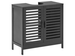 Wyld And Coco Black Bamboo Washbasin Cabinet - Minimalist Bathroom Storage W60 X D30 X H60Cm - thumbnail 3