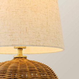 Valuelights Henrietta Natural Wicker Base With Linen Shade Table Lamp - thumbnail 4