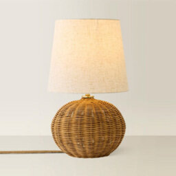 Valuelights Henrietta Natural Wicker Base With Linen Shade Table Lamp - thumbnail 3