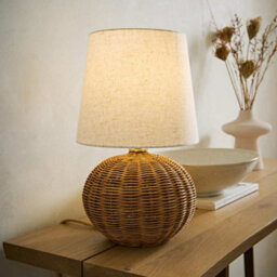 Valuelights Henrietta Natural Wicker Base With Linen Shade Table Lamp - thumbnail 1