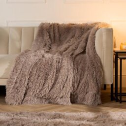 OHS Fluffy Blanket Throw Over Sofa Bed Fleece - 150 X 200Cm, Natural - thumbnail 1