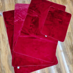 Biznest Set Of 4 Washable Mat Sparkly Design Mats Rugs Caravan Non Slip 75X125Cm (3Pc) & 50X67Cm (1Pc) (Maroon, Large)