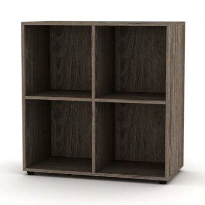 Urbn-Living Urbnliving 4 Cube Anthracite Oak Wooden Bookcase Shelving Display Shelves Storage Unit Wood Shelf Without Door - image 1