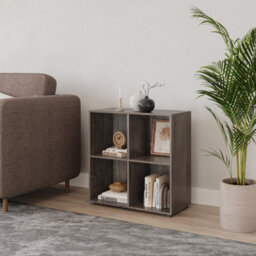 Urbn-Living Urbnliving 4 Cube Anthracite Oak Wooden Bookcase Shelving Display Shelves Storage Unit Wood Shelf Without Door - thumbnail 2