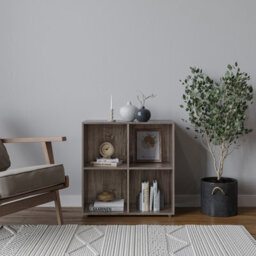 Urbn-Living Urbnliving 4 Cube Anthracite Oak Wooden Bookcase Shelving Display Shelves Storage Unit Wood Shelf Without Door - thumbnail 3
