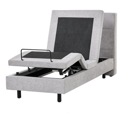 Beliani Adjustable Bed Fabric Viceroy 80 X 200 Cm (Eu Small Single) Light Grey - image 1
