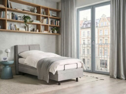 Beliani Adjustable Bed Fabric Viceroy 80 X 200 Cm (Eu Small Single) Light Grey - thumbnail 2