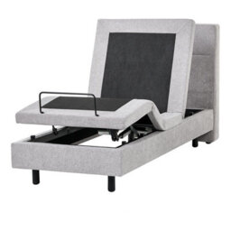 Beliani Adjustable Bed Fabric Viceroy 80 X 200 Cm (Eu Small Single) Light Grey - thumbnail 1