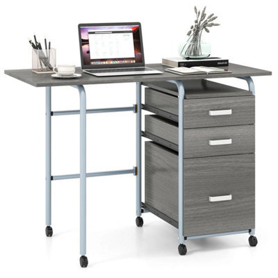 Writing Workstation Folding Computer Desk Wheeled Pc Laptop Table - image 1