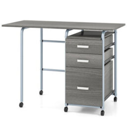 Writing Workstation Folding Computer Desk Wheeled Pc Laptop Table - thumbnail 5